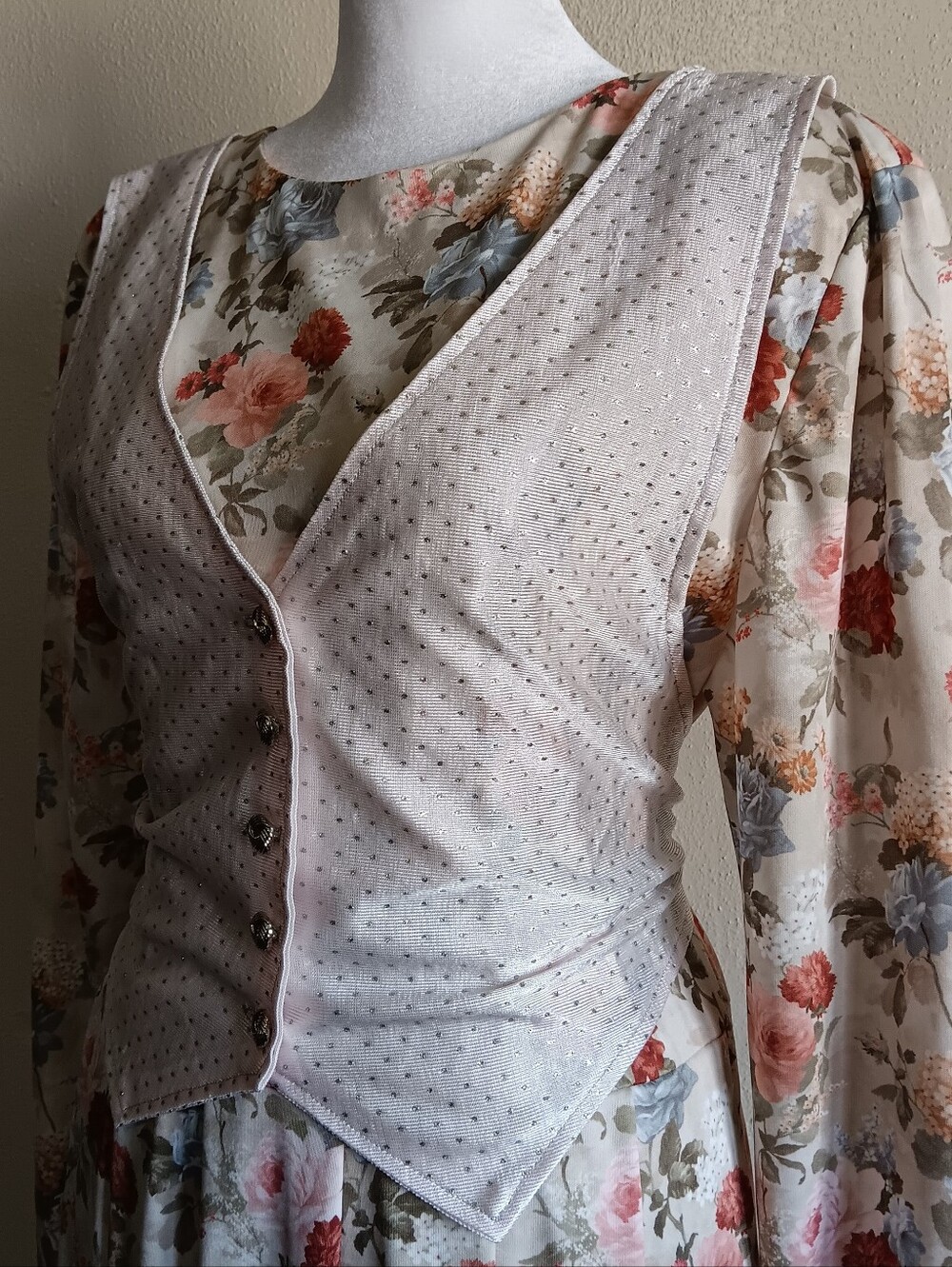 70s Handmade Floral Fairytale Dress, Approx. Sz M, Vintage Whimsical Fairycore - Picture 3 of 16